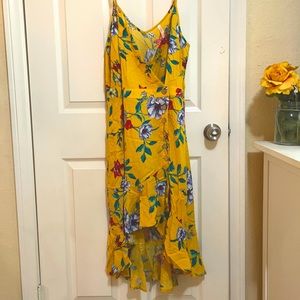 Yellow, floral high low dress